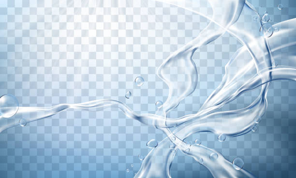 vector fließt und kristallklare wasser der hellblauen farbe tropfen - water white background splashing ideas stock-grafiken, -clipart, -cartoons und -symbole