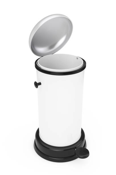 istock White Metal Trash Can with Pedal. 3d Rendering 672758632