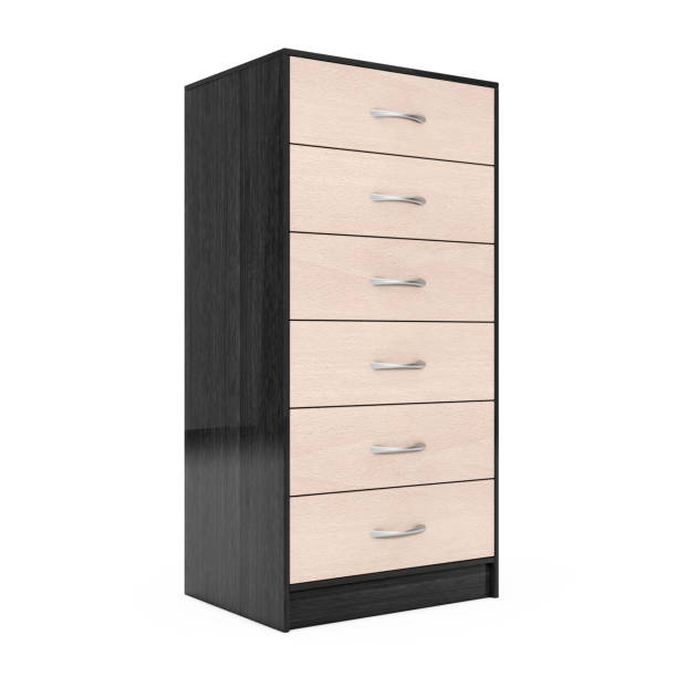 istock Six Drawers Modern Wooden Dresser. 3d Rendering 672758664