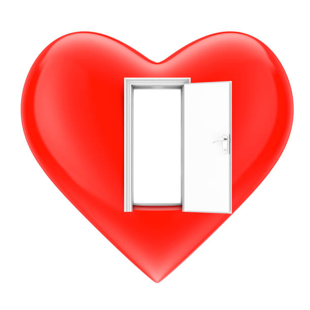 istock Open Heart Concept. Heart with Opened Door. 3d Rendering 672760960