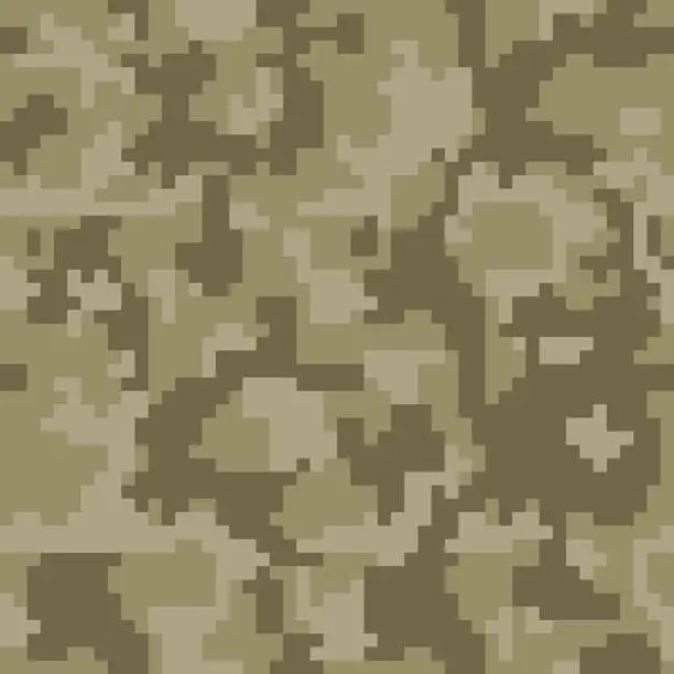 Vector illustration of Digital pixel green camouflage seamless pattern for your design. Clothing military style. Vector Texture
