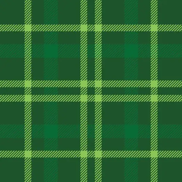 Vector illustration of Plaid (tartan) seamless pattern. Green color. Scottish, lumberjack and hipster fashion style.