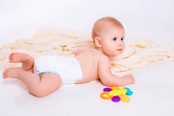 istock Cute baby girl on white background 672771896