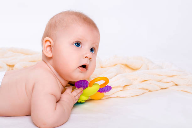 istock Cute baby girl on white background 672772026