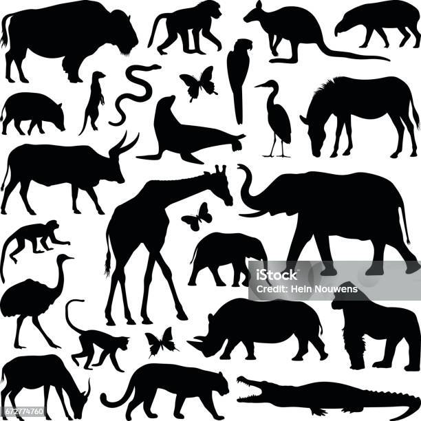 Animals Stock Illustration - Download Image Now - In Silhouette, Animal, Zoo