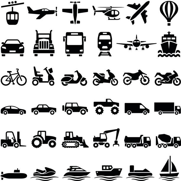 транспортные значки - тип транспорта stock illustrations