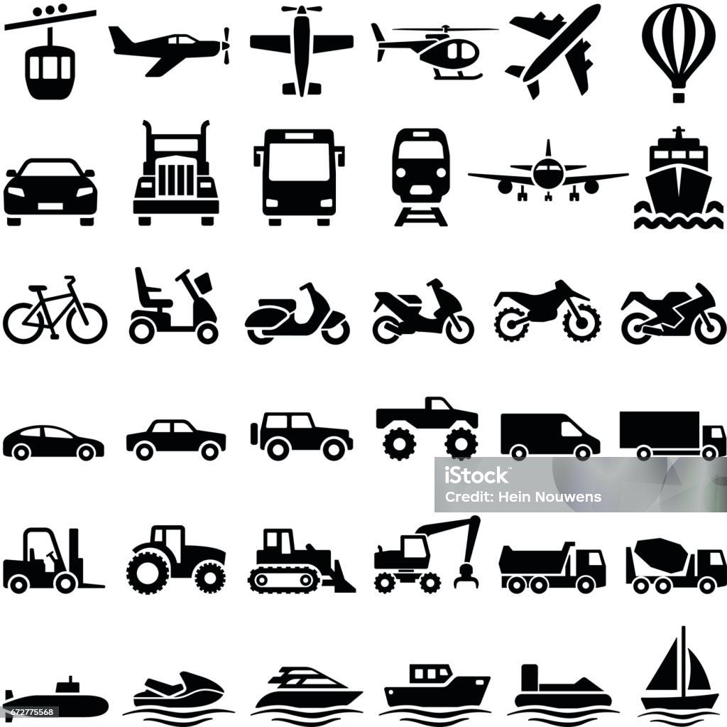 Transport icons Transport icon collection - vector silhouette illustration Icon Symbol stock vector
