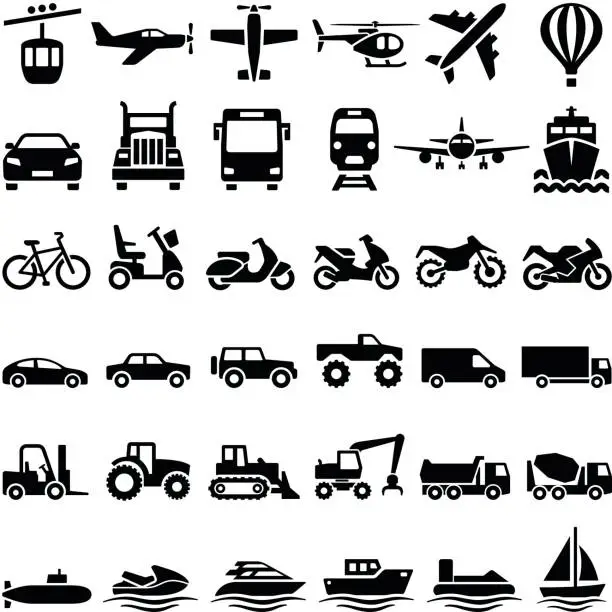 Vector illustration of Transport icons