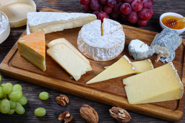 istock set of authentic french Cheeses, close-up 672778372