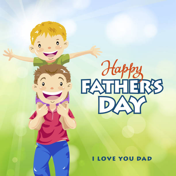 Happy Father And Son Stock Illustration - Download Image Now - Father's  Day, Backgrounds, Child - iStock