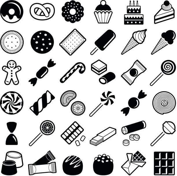 stockillustraties, clipart, cartoons en iconen met cookie en snoep pictogrammen - cookie icon
