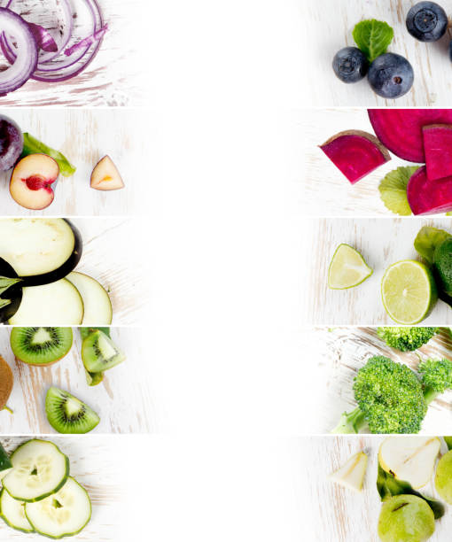 과일 및 야채 믹스 - eggplant group of objects raw food eating 뉴스 사진 이미지