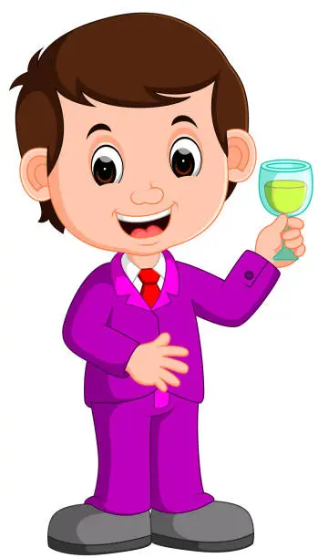 Vector illustration of man with a glass of wine