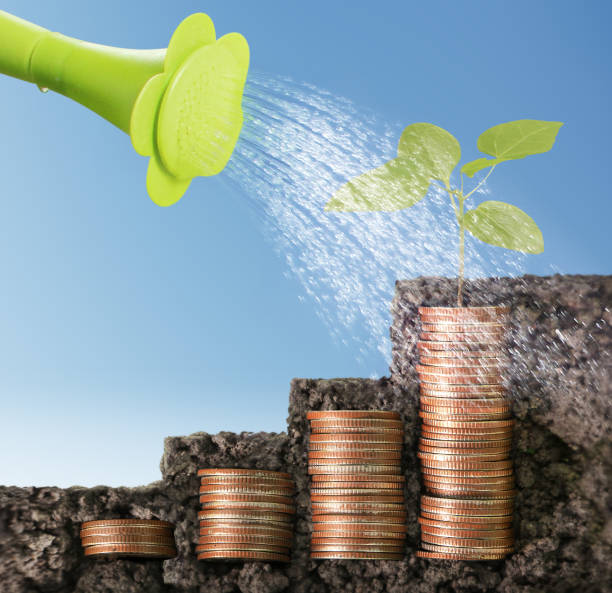 istock Coins graph stock market 672788340