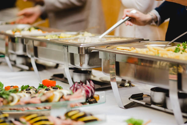 istock Catering food wedding buffet 672806752