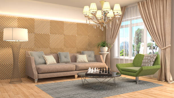 istock Interior living room. 3d illustration 672809518