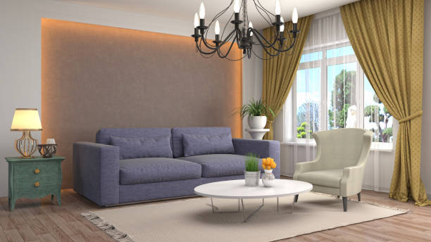istock Interior living room. 3d illustration 672809552