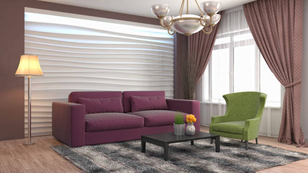 istock Interior living room. 3d illustration 672809562