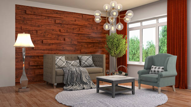 istock Interior living room. 3d illustration 672809600