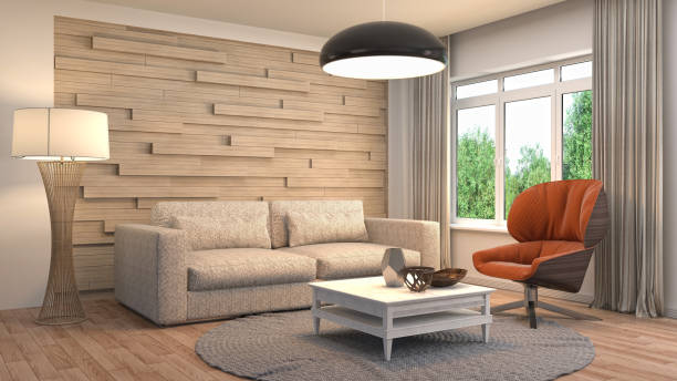 istock Interior living room. 3d illustration 672809636