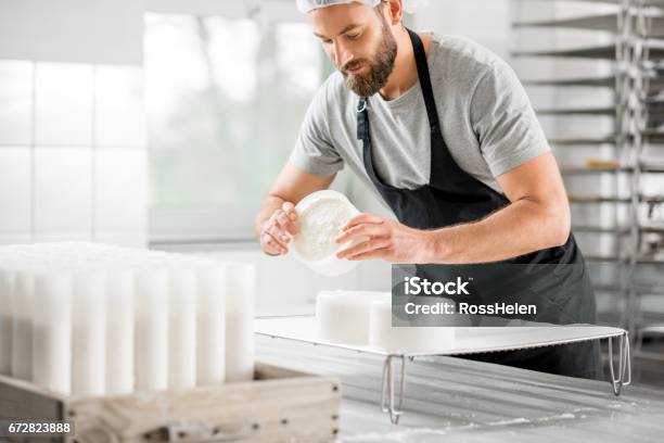 Cheese Maker At The Manufacturing Stock Photo - Download Image Now - Cheese, Cheese Making, Manufacturing