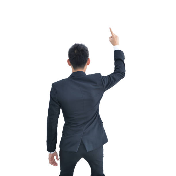 istock Asian Business man pointing isolated on white background, clipping path inside 672831118