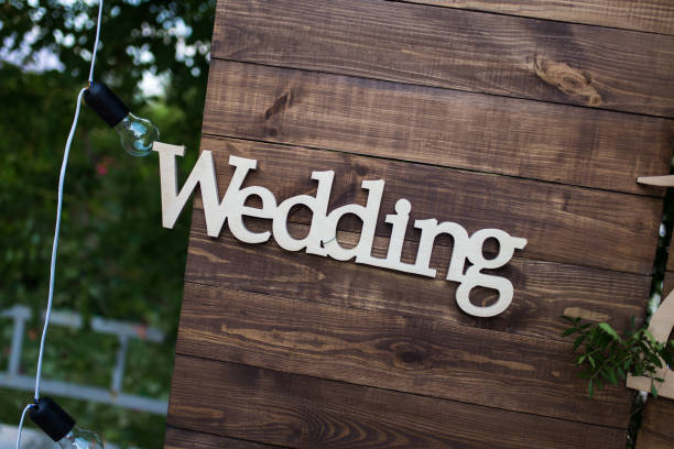 istock Wooden plaque wedding 672837380