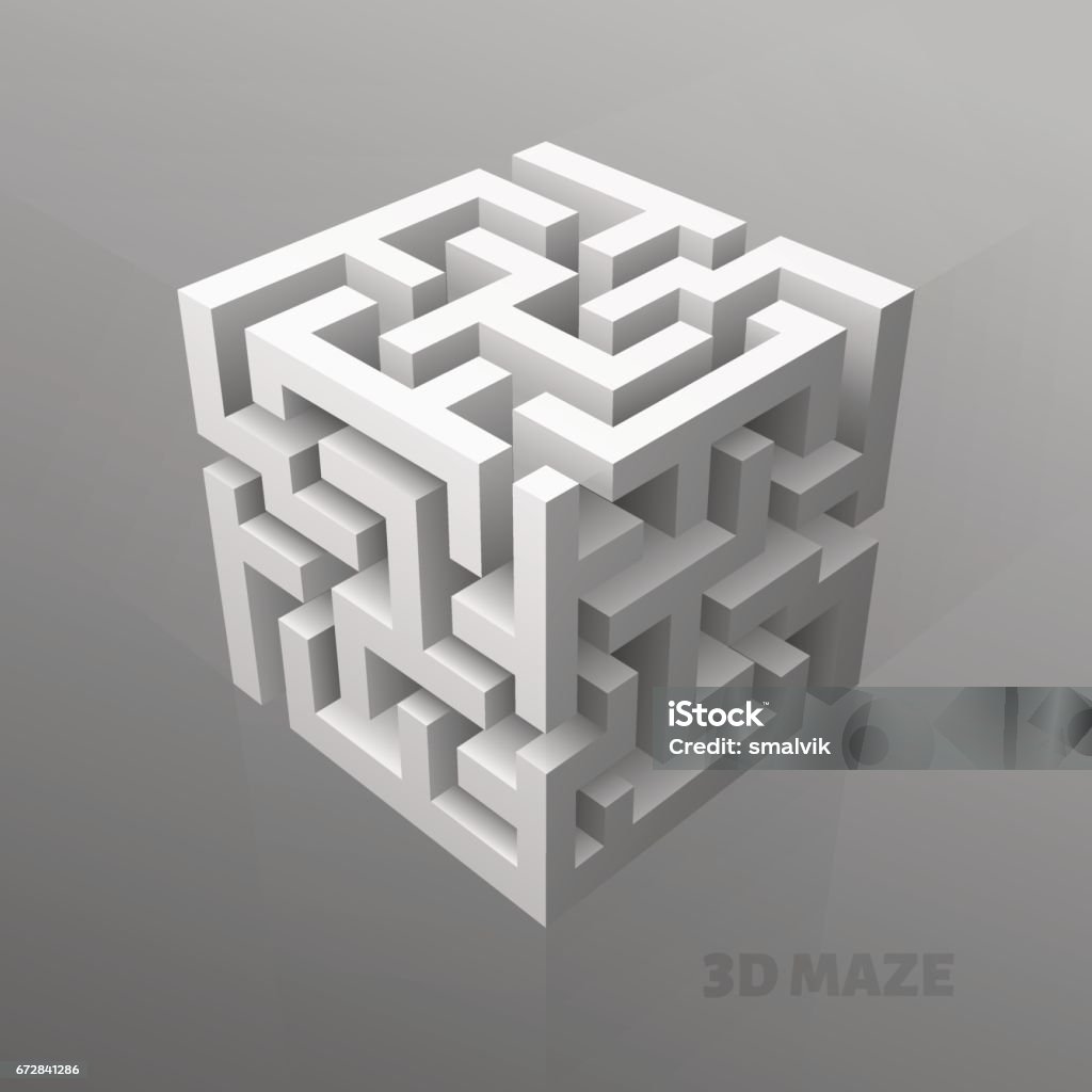 The maze cube The maze cube cover or poster Maze stock vector
