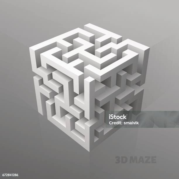 The Maze Cube Stock Illustration - Download Image Now - Maze, Three Dimensional, Cube Shape