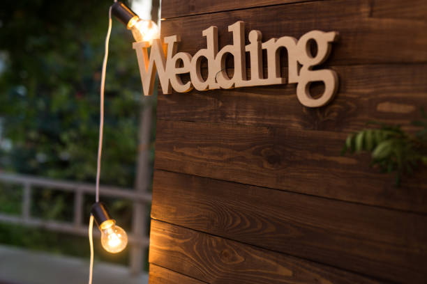 istock Wooden plaque wedding 672841686