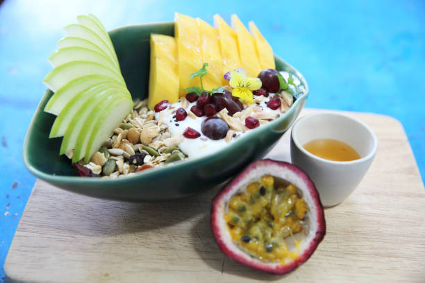 istock cereal and yogurt with fruits 672844634