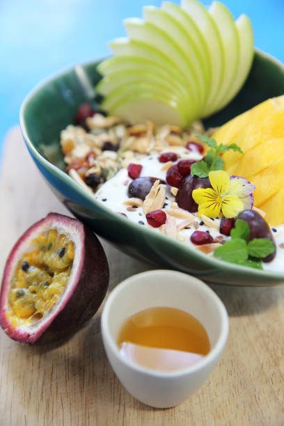 istock cereal and yogurt with fruits 672844638