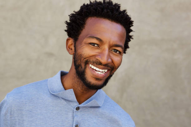 istock Close up cheerful afro american man smiling 672846338