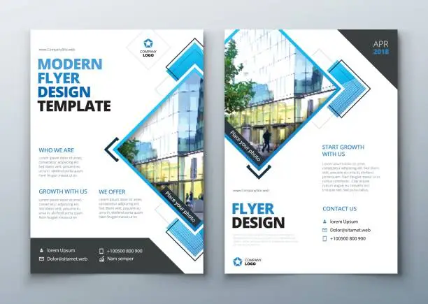 Vector illustration of Flyer design. Corporate business report cover, brochure or flyer design. Leaflet presentation. Teal Flyer with abstract circle, round shapes background. Modern poster magazine, layout, template. A4.