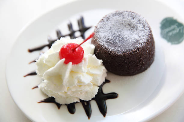 istock Chocolate Lava Cake with ice cream 672862708