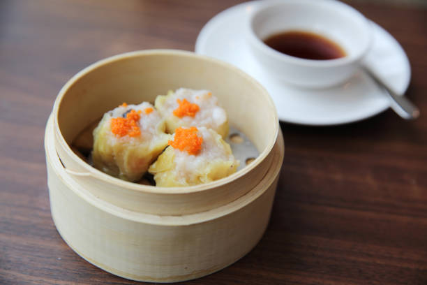 istock Chinese food dim sum in bamboo basket 672863022