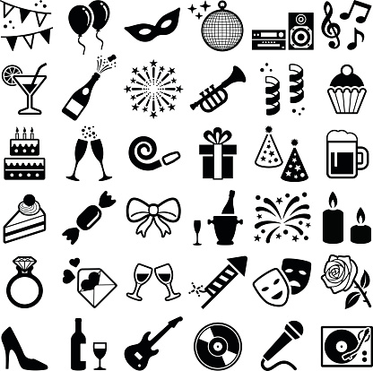 Party and Celebrate icon collection - vector silhouette illustration