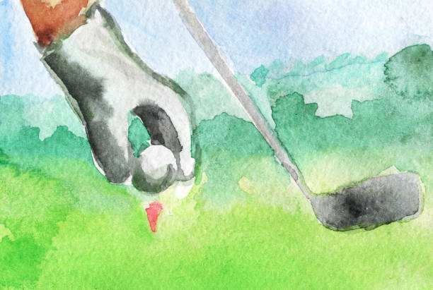 istock watercolor sketch of golf ball in his hands 672876598