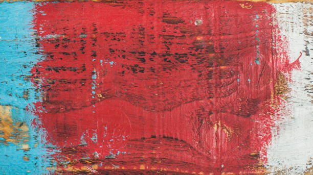 istock Colorful painted old rustic shabby wood texture 672883788