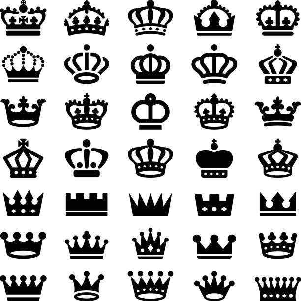 Crown Crown icon collection - vector silhouette social history illustrations stock illustrations
