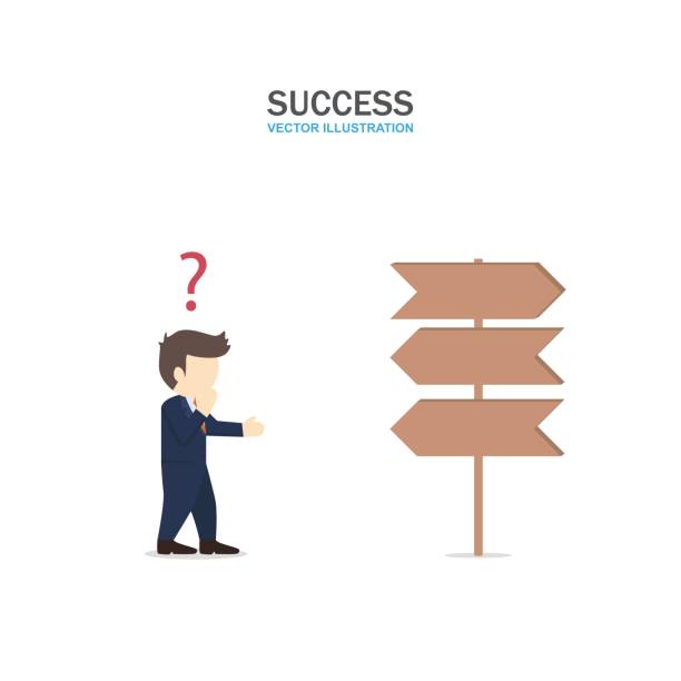 istock Businessman is confuse which way to go. Success Concept. 672895552