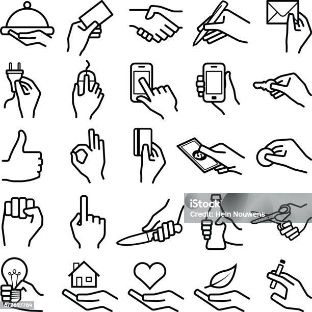 Hand Icons Stock Illustration - Download Image Now - Hand, Gripping, Bottle