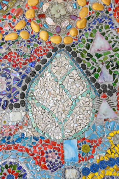istock Colorful ceramic pattern background made from pebble and ceramic on the wall. 672898788