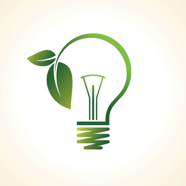 green eco energy concept, plant growing inside the light bulb vector art illustration
