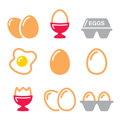 Food or restaurant icons - eggs set isolated on white