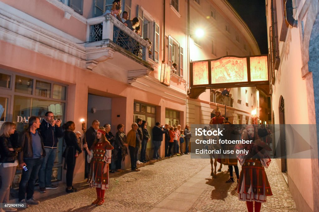 Annual procession of the crucifixion of Jesus Christ at easter Mendrisio: annual procession of the crucifixion of Jesus Christ at easter in Mendrisio on Switzerland Mendrisio Stock Photo