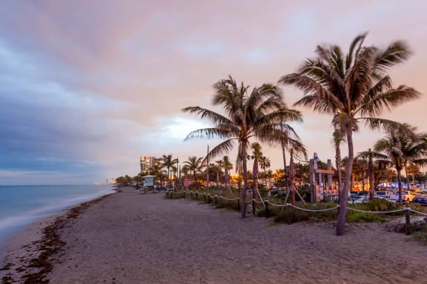 istock Dania Beach at dusk. Hollywood Beach, Florida 672910282