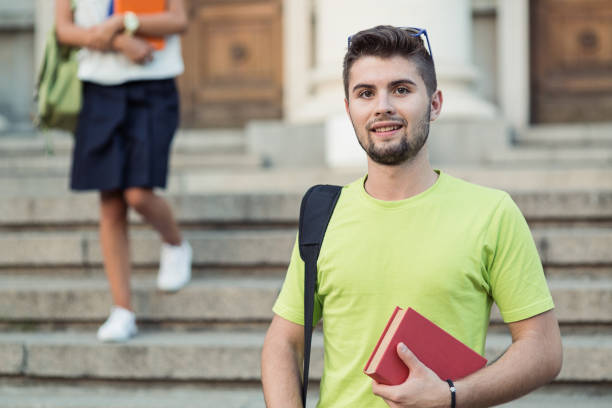 istock Schoolboy on the stairs 672910348