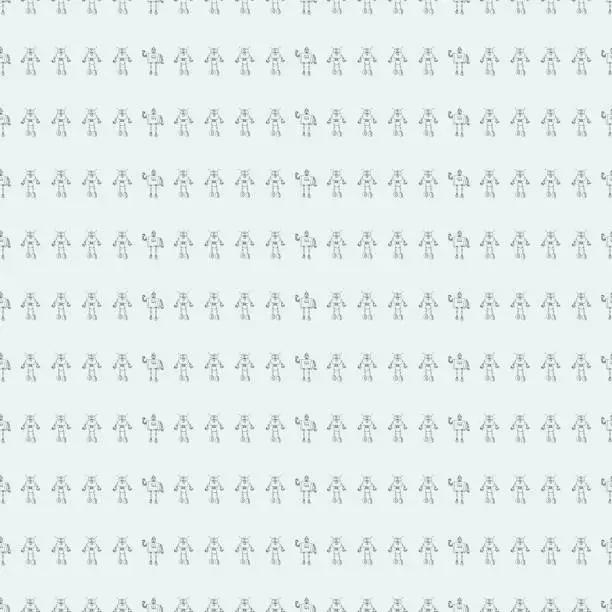 Vector illustration of Robot doodles pattern