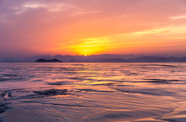 istock Seascape with sunset at Yueqing bay. 672933772